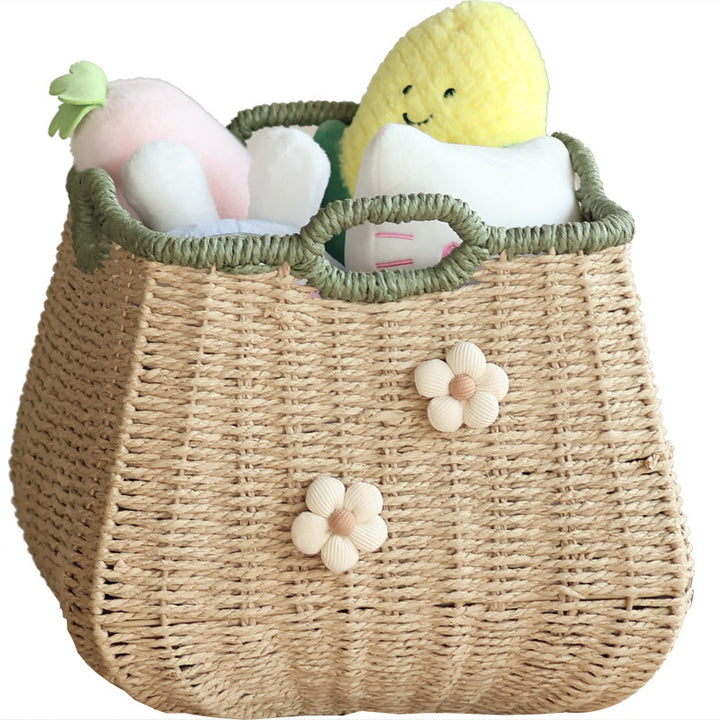Handcrafted basket with flower appliqué Bowlift
