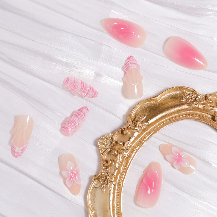 Glamorous Floral Ombre Press-On Nails Bowlift