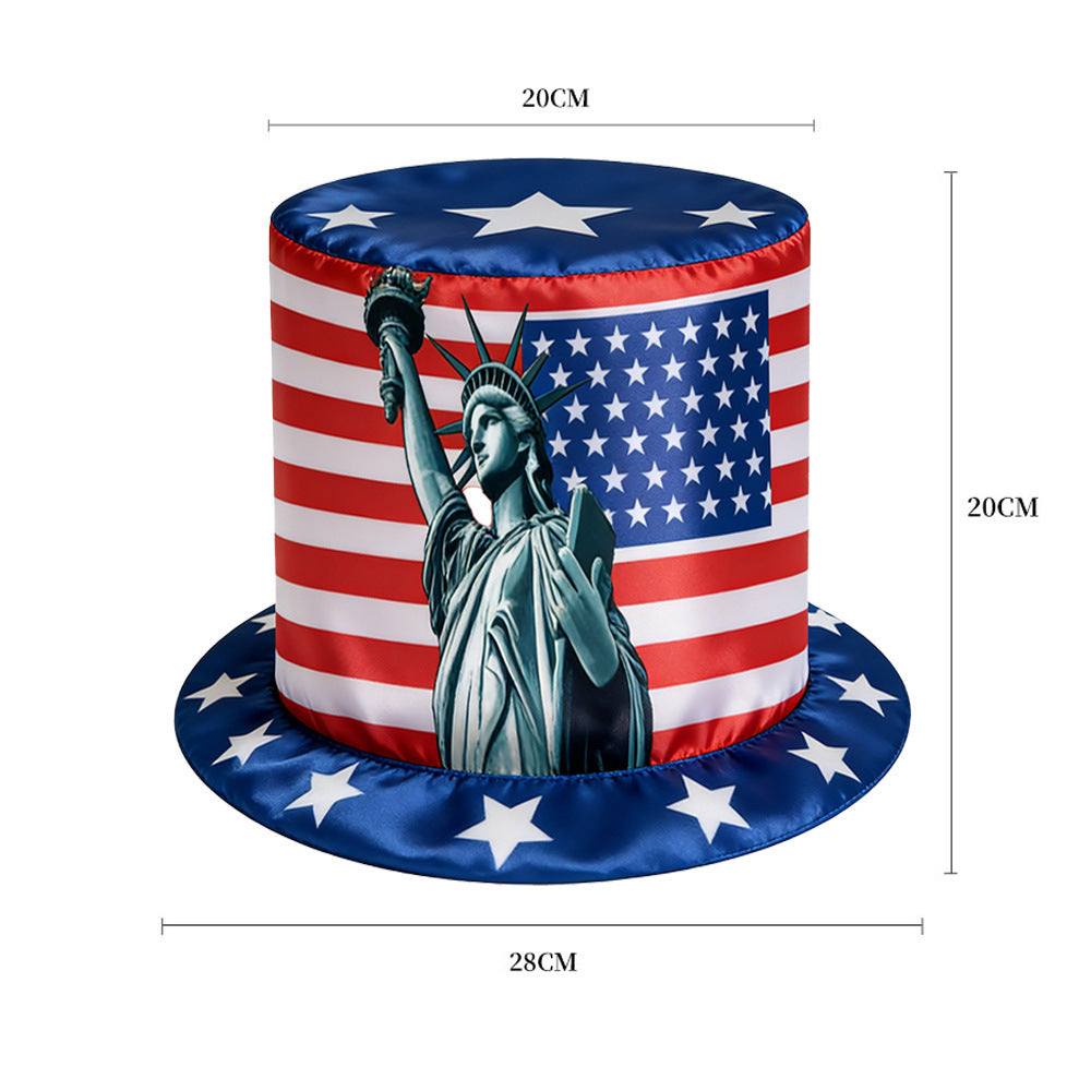 Women's nan Patriotic oversized novelty top hat with foam core and adjustable inner band Bowlift