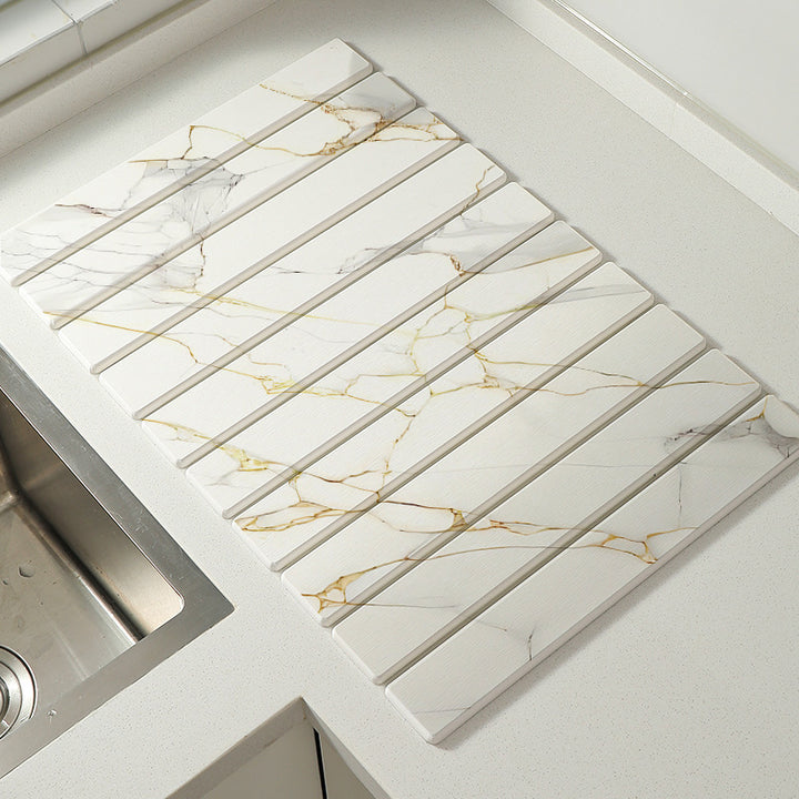 Decorative Marble Striped Kitchen Drying Mat