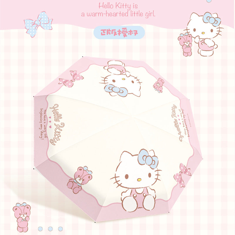 Ladies folding umbrella with exclusive Hello Kitty design and practical carrying mechanism Bowlift