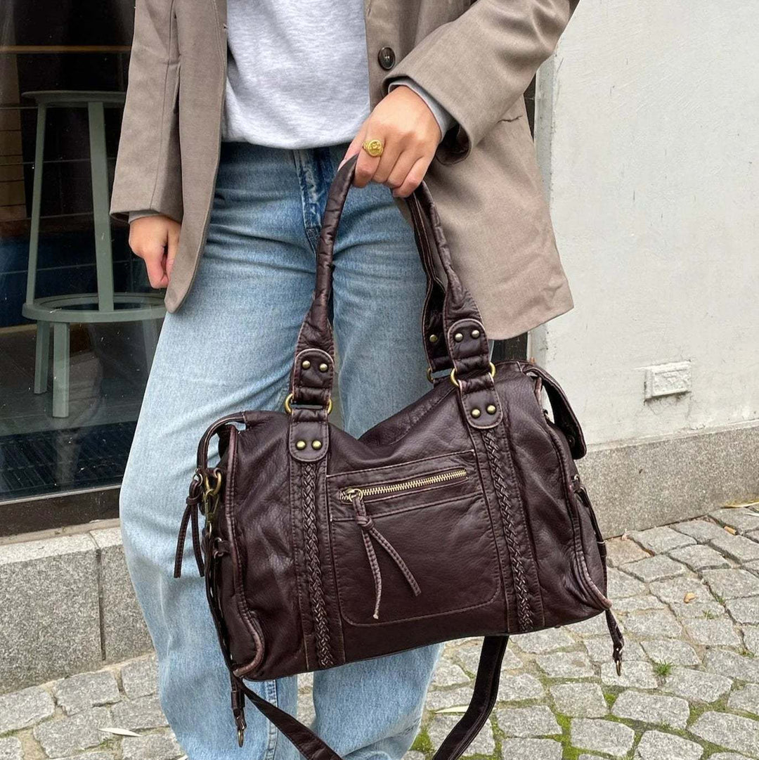 Ladies Shoulder Bag PU Leather Spacious with Laptop Compartment and Adjustable Strap | Bowlift