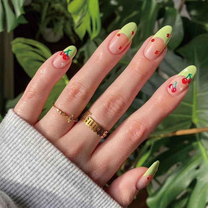 Artful Press-On Nails with Fruity Design Bowlift