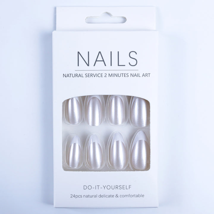 Artificial nails in elegant French tip design Bowlift