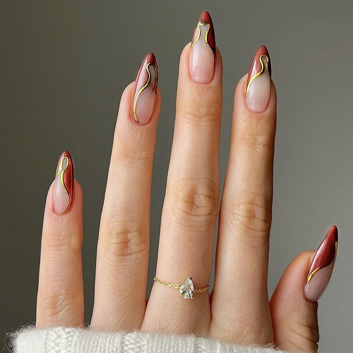 Artistic Nail Art Set with Elegant Swirl Design Bowlift