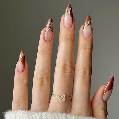 Artistic Nail Art Set with Elegant Swirl Design Bowlift