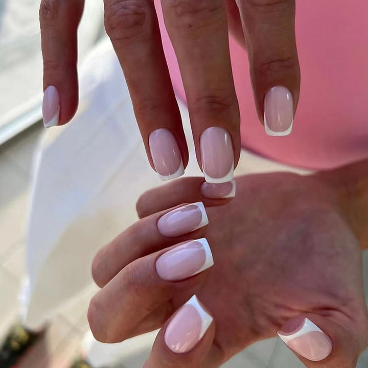 Classic French Tip Press-On Nails Bowlift