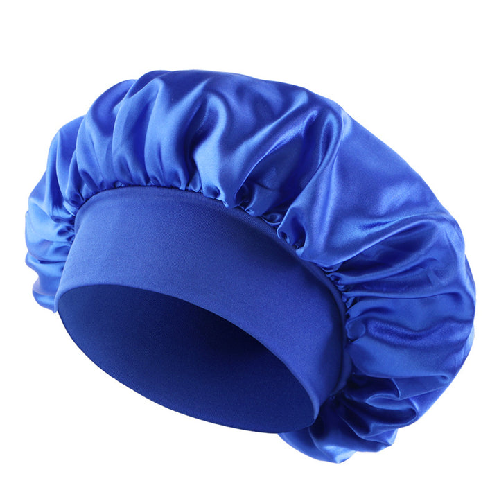 Satin sleep bonnet with wide protective elastic band Bowlift