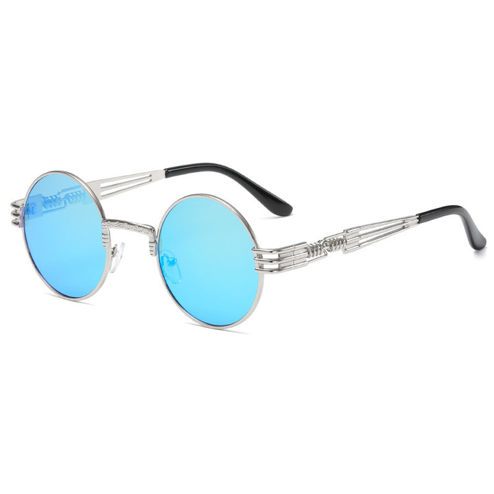 Women's Retro-Inspired Round Sunglasses with Unique Metal Frame Bowlift