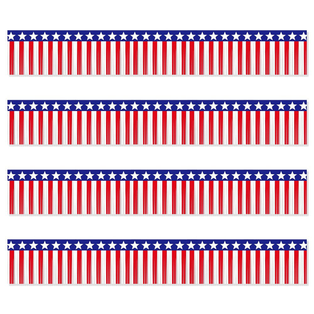 Unisex decorative fringe border made of paper with star banner and elongated hanging strips Bowlift