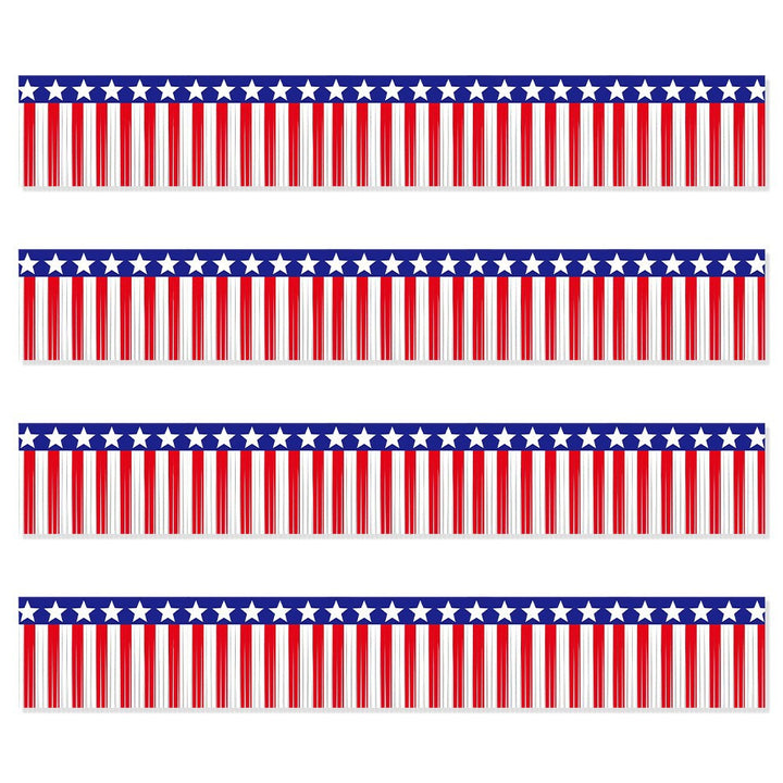 Unisex decorative fringe border made of paper with star banner and elongated hanging strips Bowlift