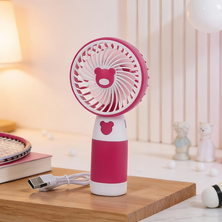 Women's Portable Hand Fan with Cute Bear Design Bowlift