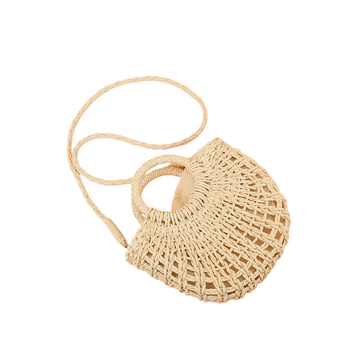 Shoulder bag made of woven natural material with round opening Bowlift