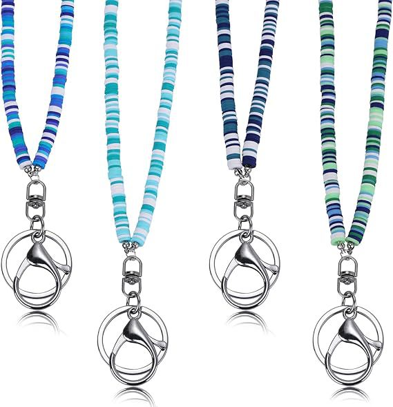 Colorful Beaded ID Badge Holder Lanyard Bowlift