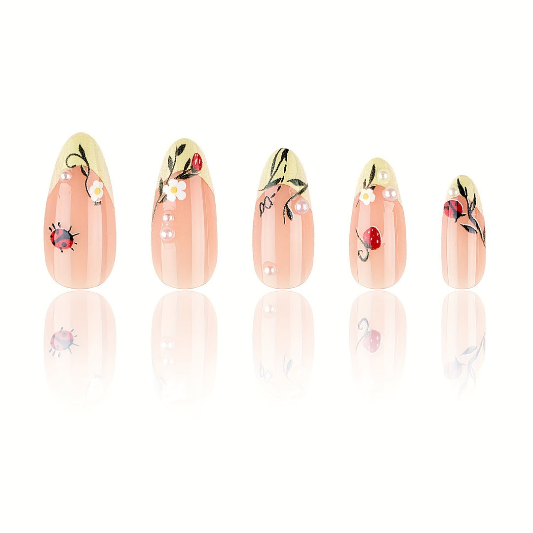 Premium Floral Design Press-On Nails Bowlift