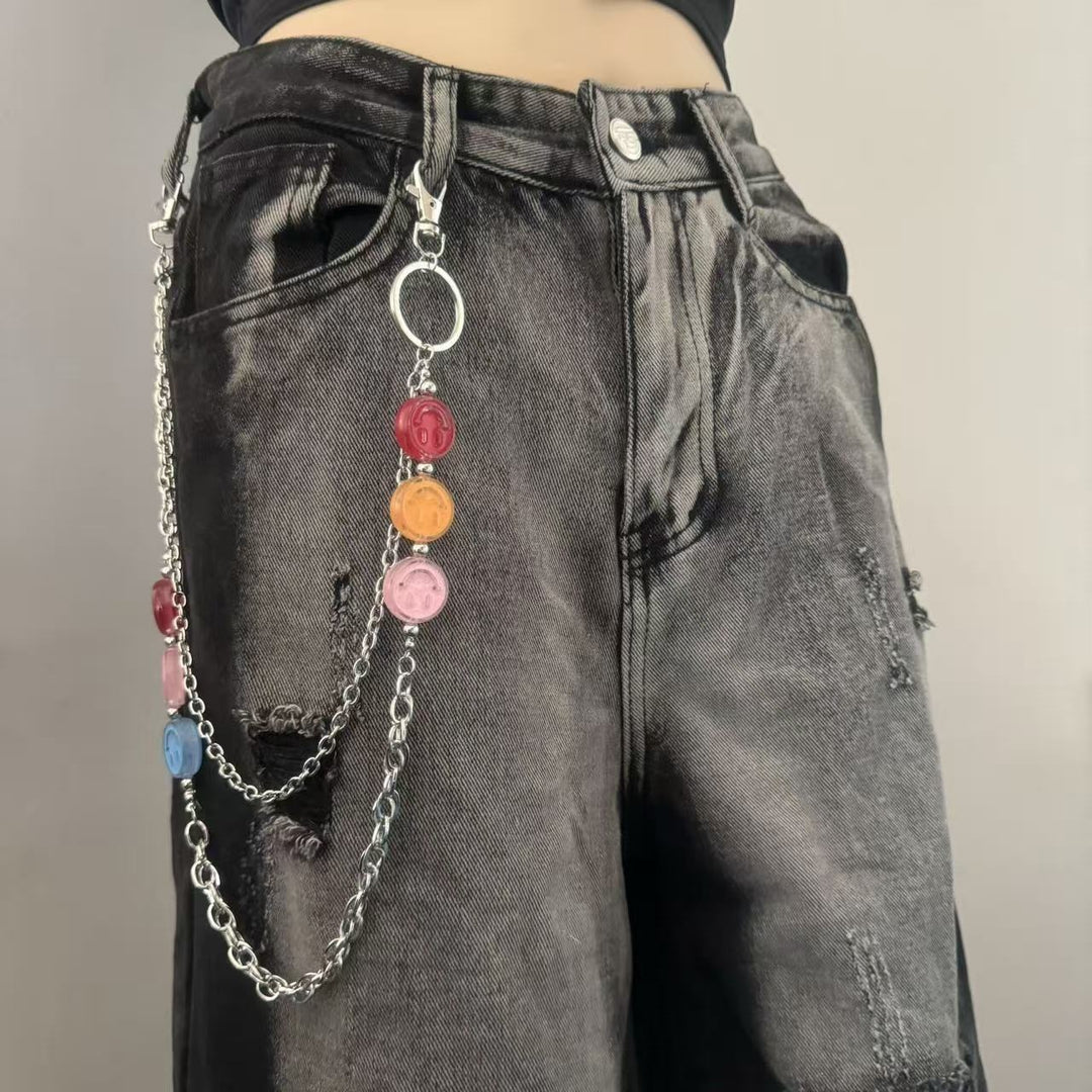 Fashionable chain belt with colorful pendants Bowlift