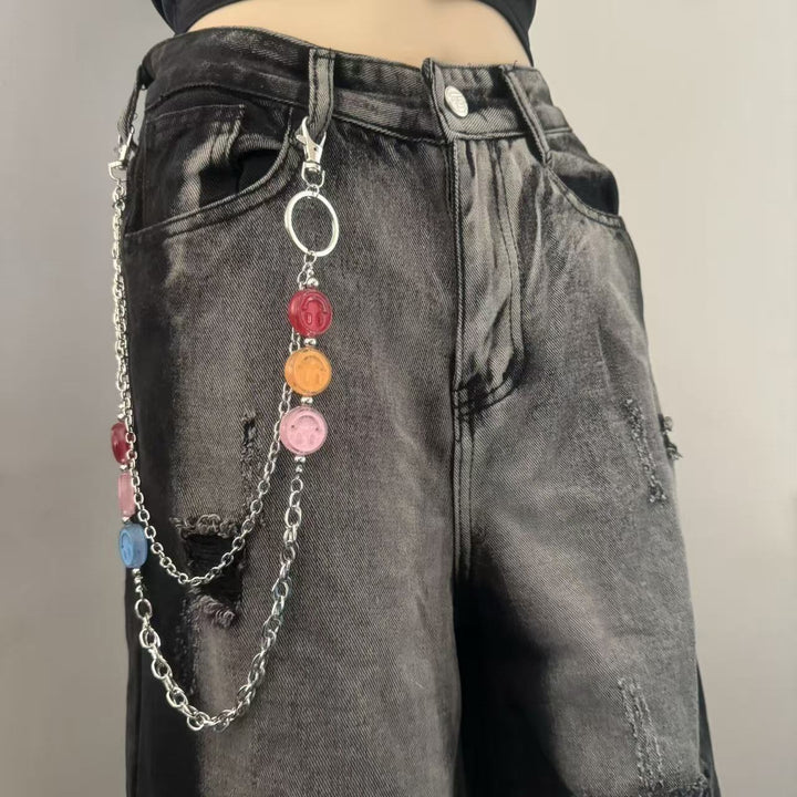 Fashionable chain belt with colorful pendants Bowlift