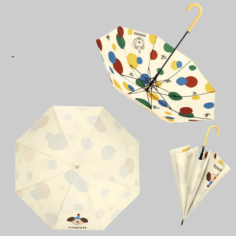 Ladies Foldable Umbrella with Playful Animal Design Bowlift