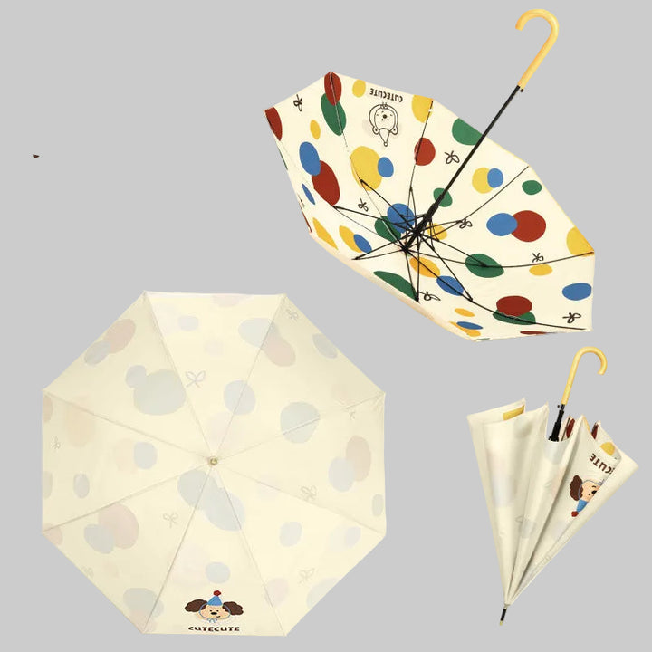 Ladies Foldable Umbrella with Playful Animal Design Bowlift