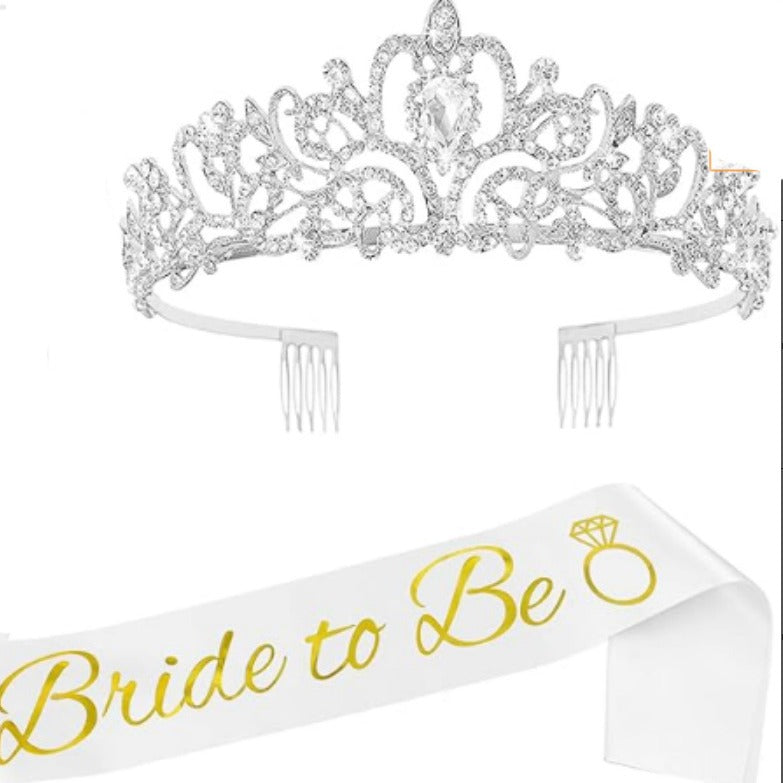 Women Elegant Tiara with Personalized Sash Bowlift
