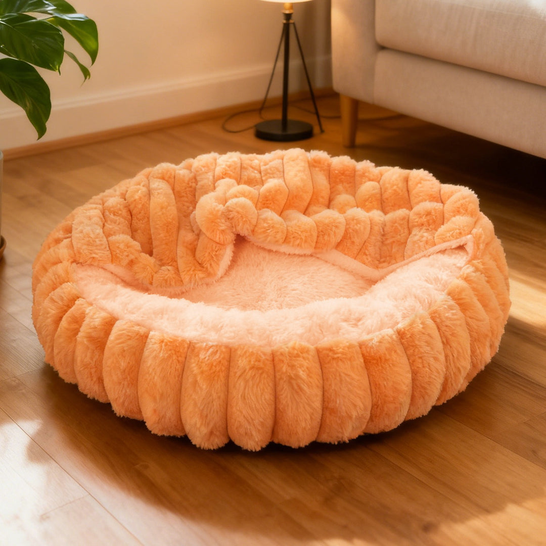 Ladies Cozy and Round Pet Bed with High Edge Bowlift
