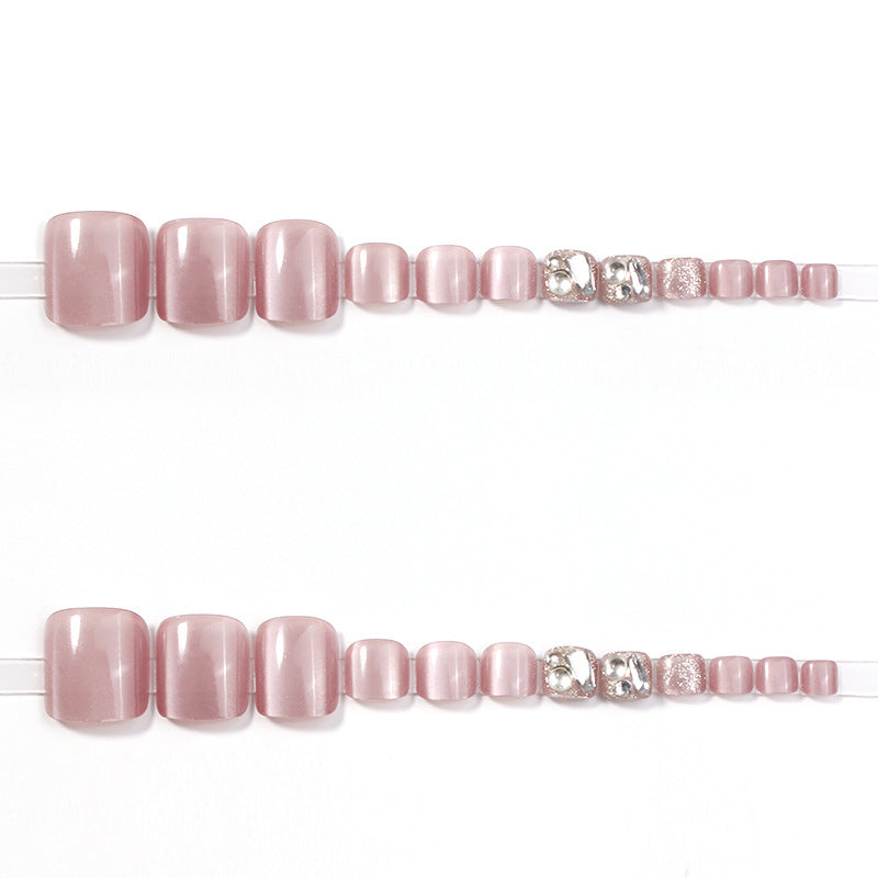 Decorative Rhinestone-Studded Press-On Toenail Set Bowlift