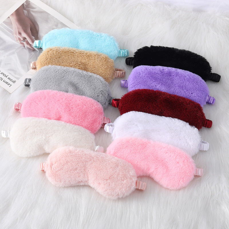 Women's fluffy ergonomic eye mask with adjustable satin band and soft faux fur cover Bowlift