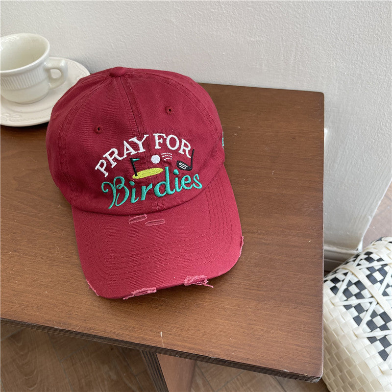 Women's Casual Distressed Embroidered Baseball Cap Bowlift