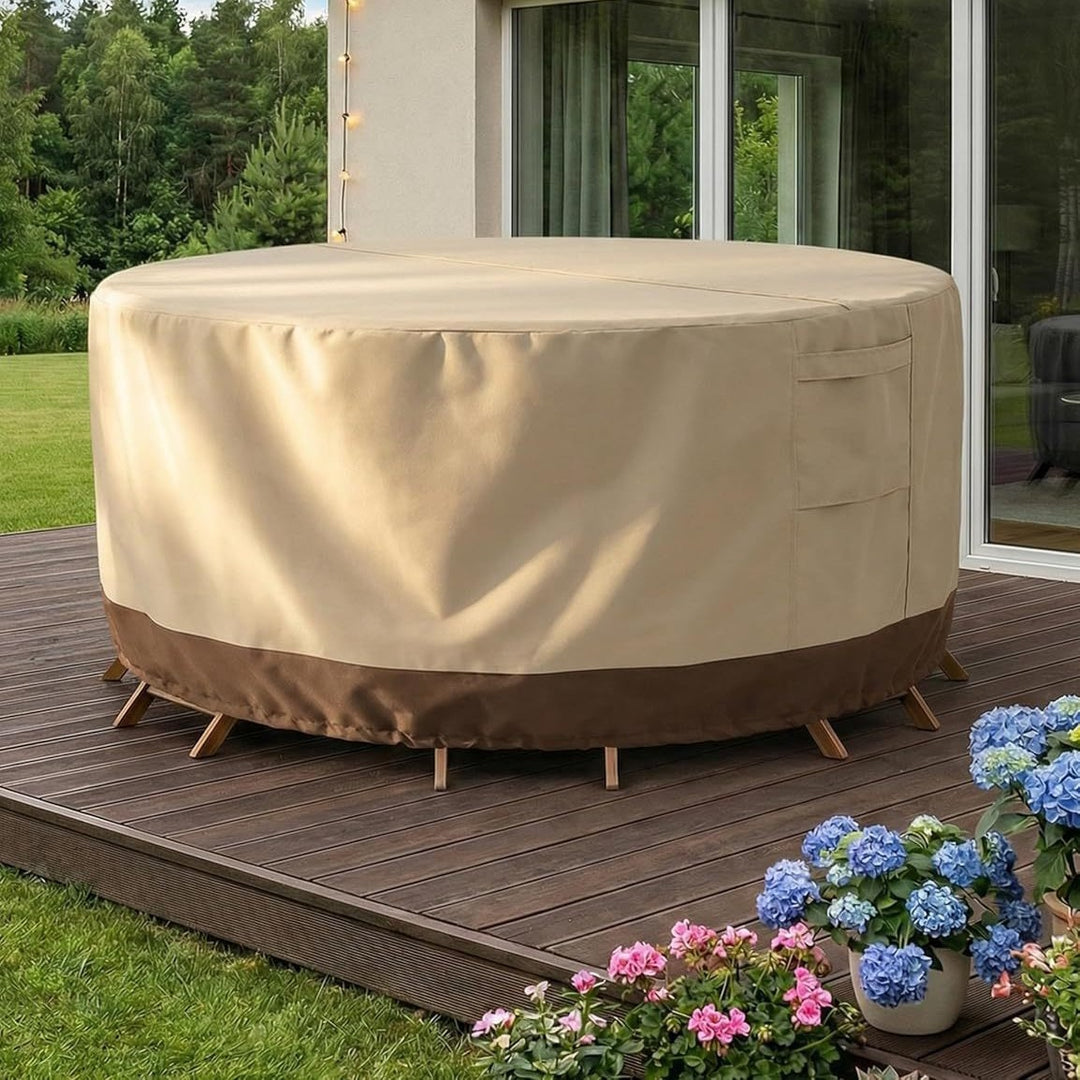 Protective cover for round garden tables with breathable material Bowlift