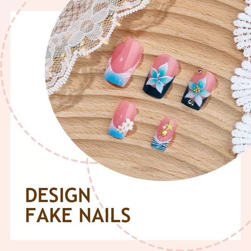 Floral-Themed 3D Press-On Nail Art Bowlift