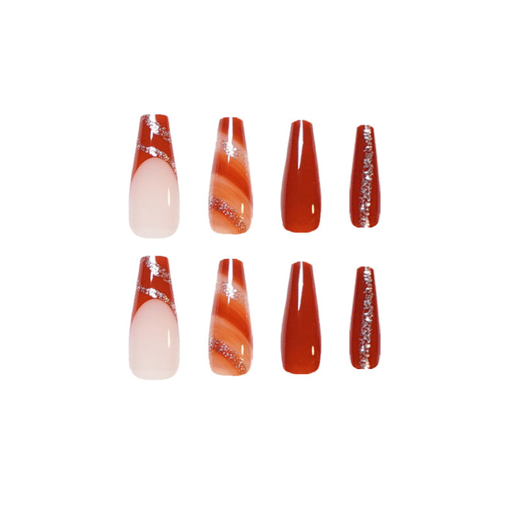 Artful gel nails in elegant high-gloss design with glitter accents and stylish patterns Bowlift