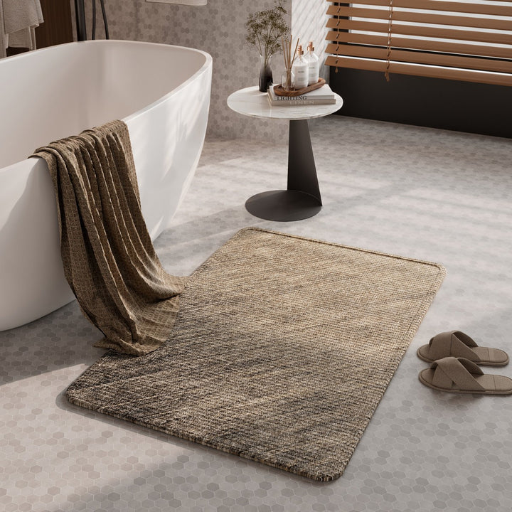 Soft Linen Textured Bathroom Mat