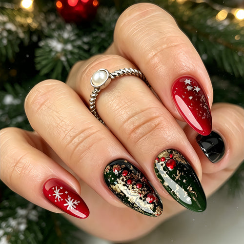Artificial nails in festive Christmas design Bowlift 1787298787