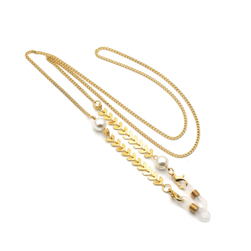 Elegant Pearl-Accented Chain Eyewear Holder Bowlift