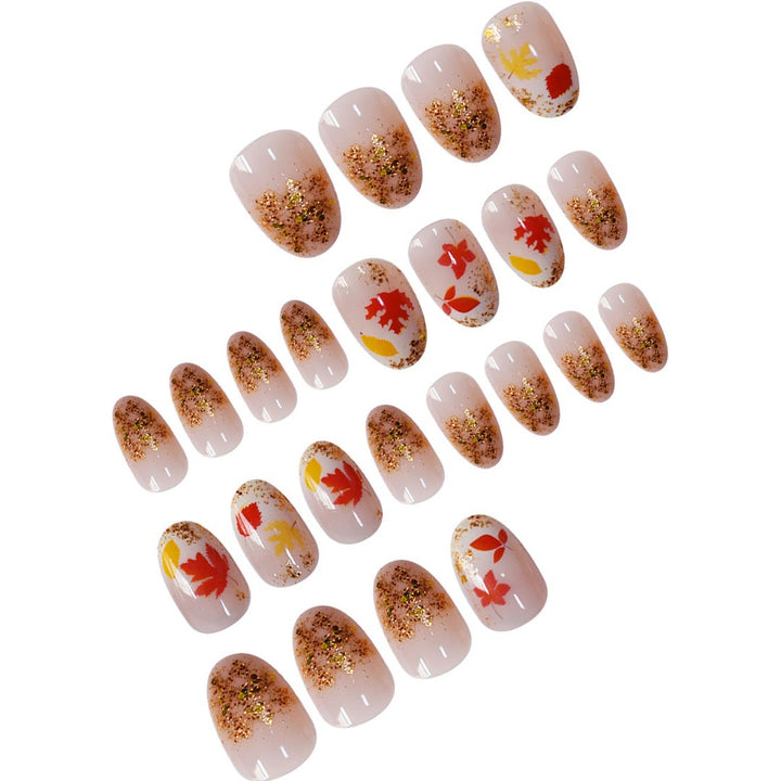 Autumn-Themed Press-On Nail Set Bowlift