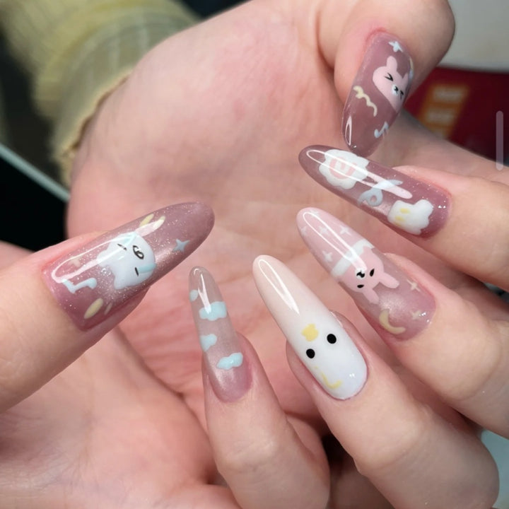 Acrylic Square Press-On Nail Set Bowlift
