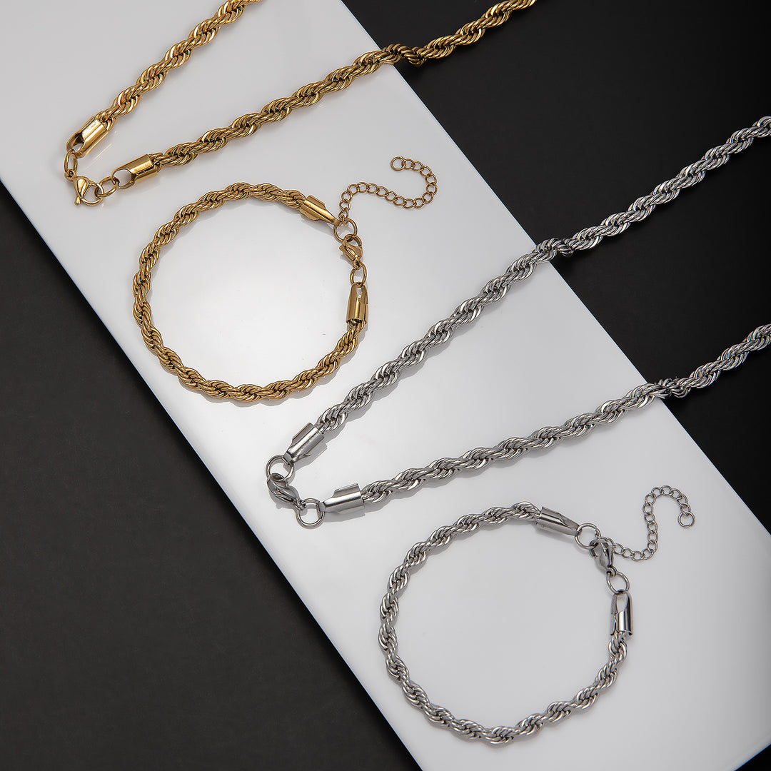 Braided Rope Chain Jewelry Set Bowlift
