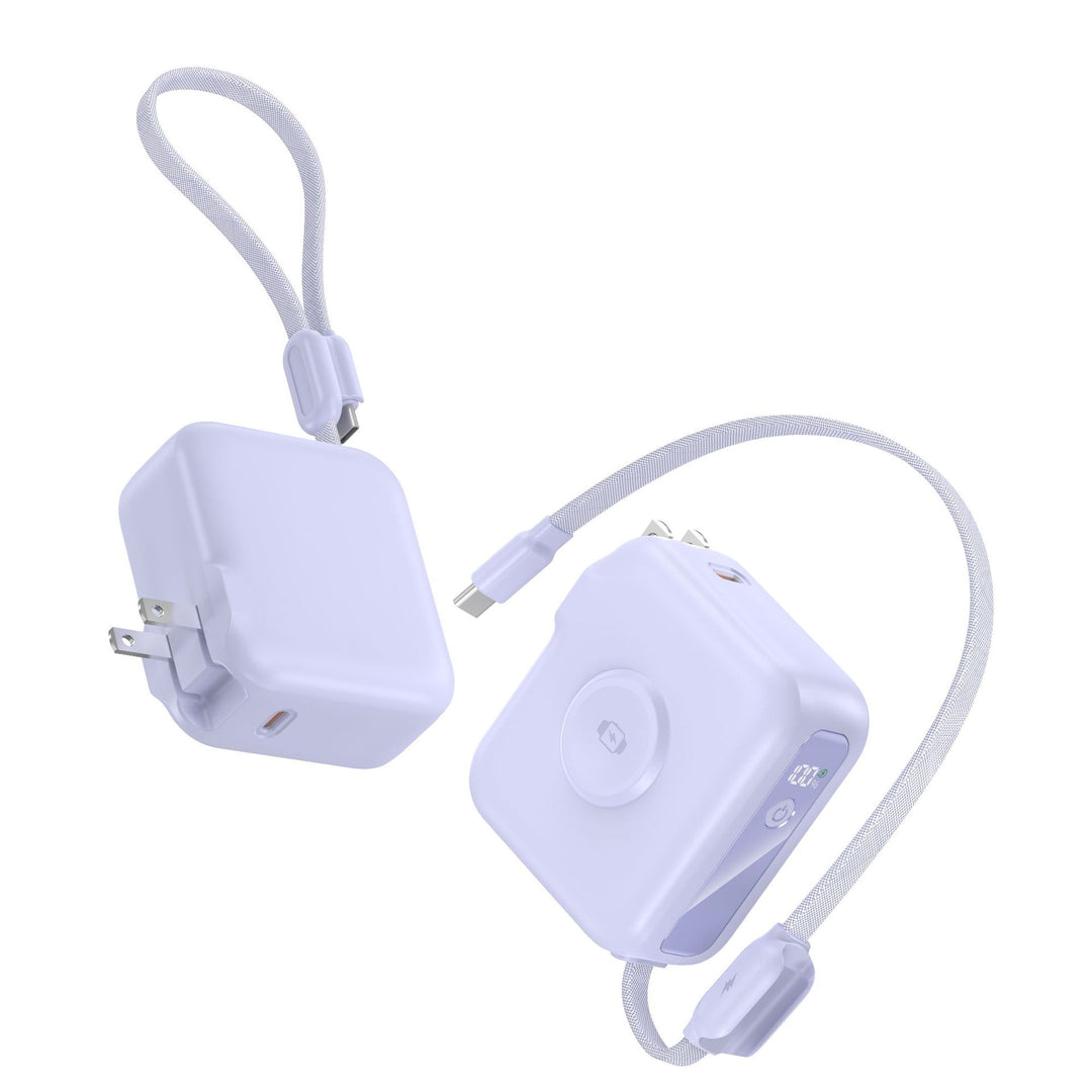 Portable Power Bank Charger with Foldable Plug and USB Type C Cable Bowlift