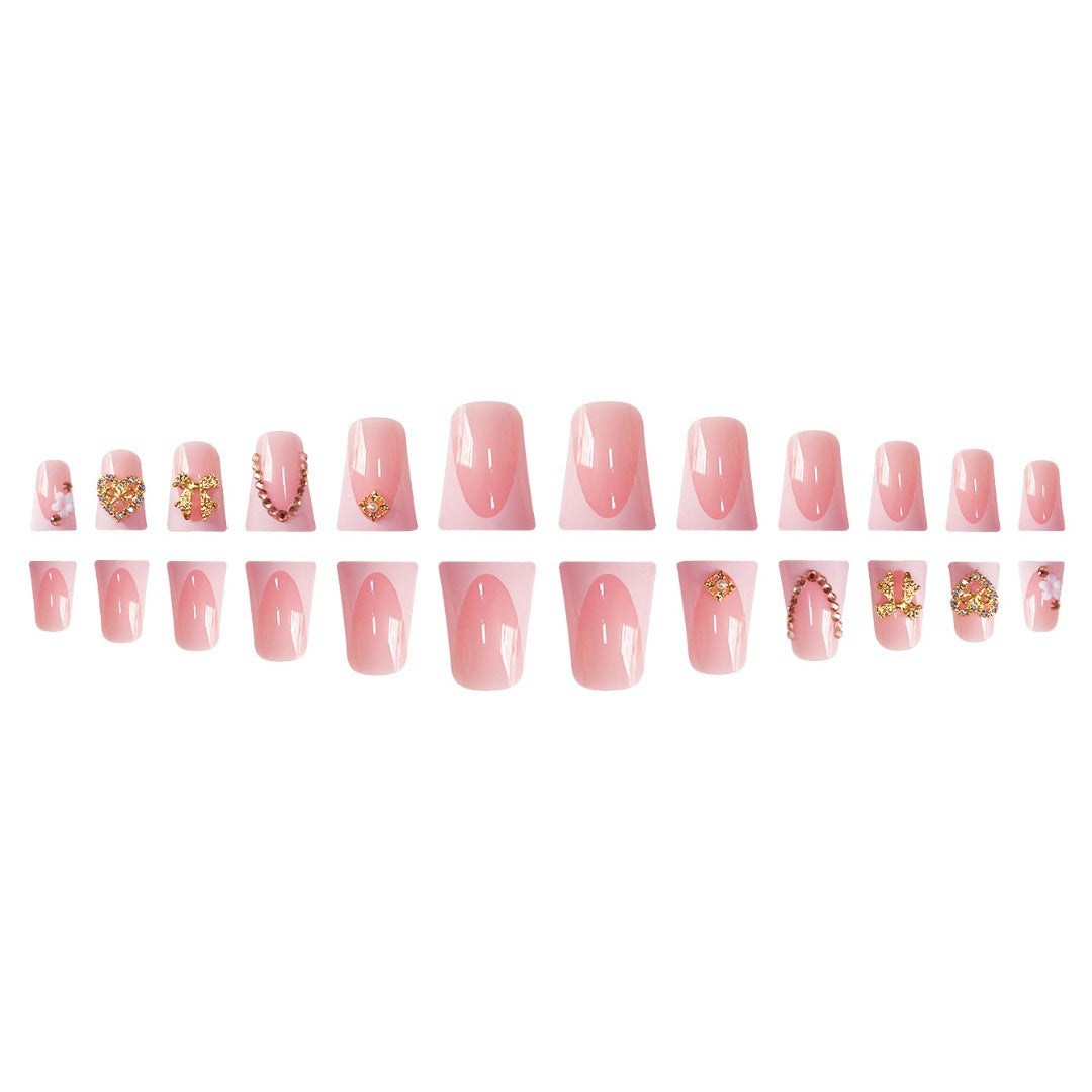 Decorative Rhinestone-Embellished Press-On Nail Extensions Bowlift