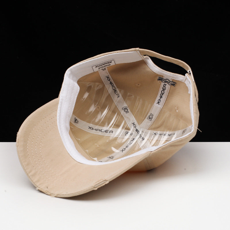 Women's Distressed Cotton Embroidered Baseball Cap Bowlift