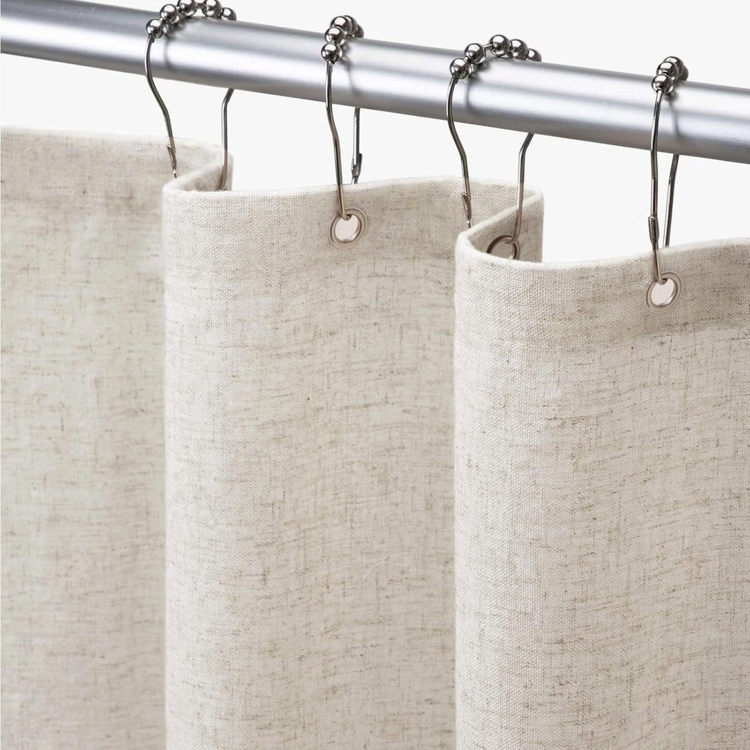 Textured Linen Effect Shower Curtain Bowlift