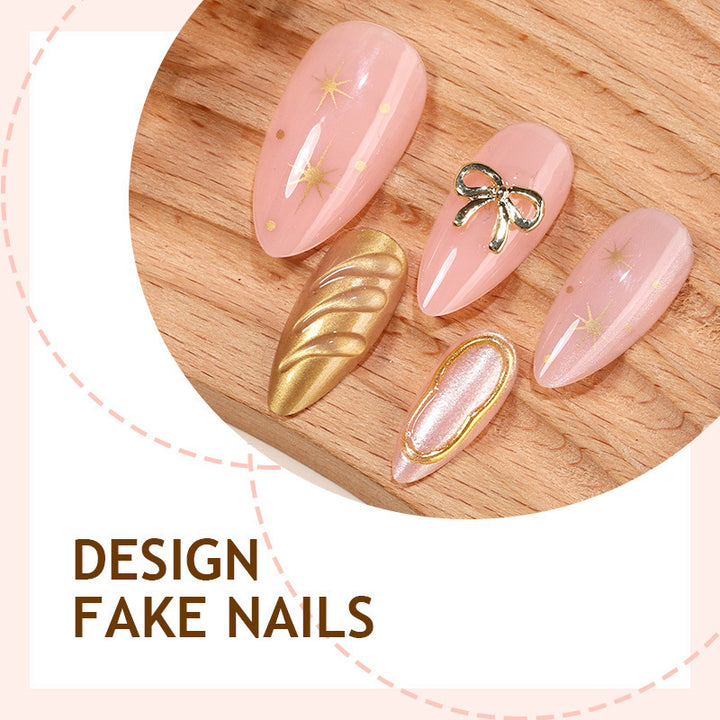Artificial nail set with elegant golden accents Bowlift