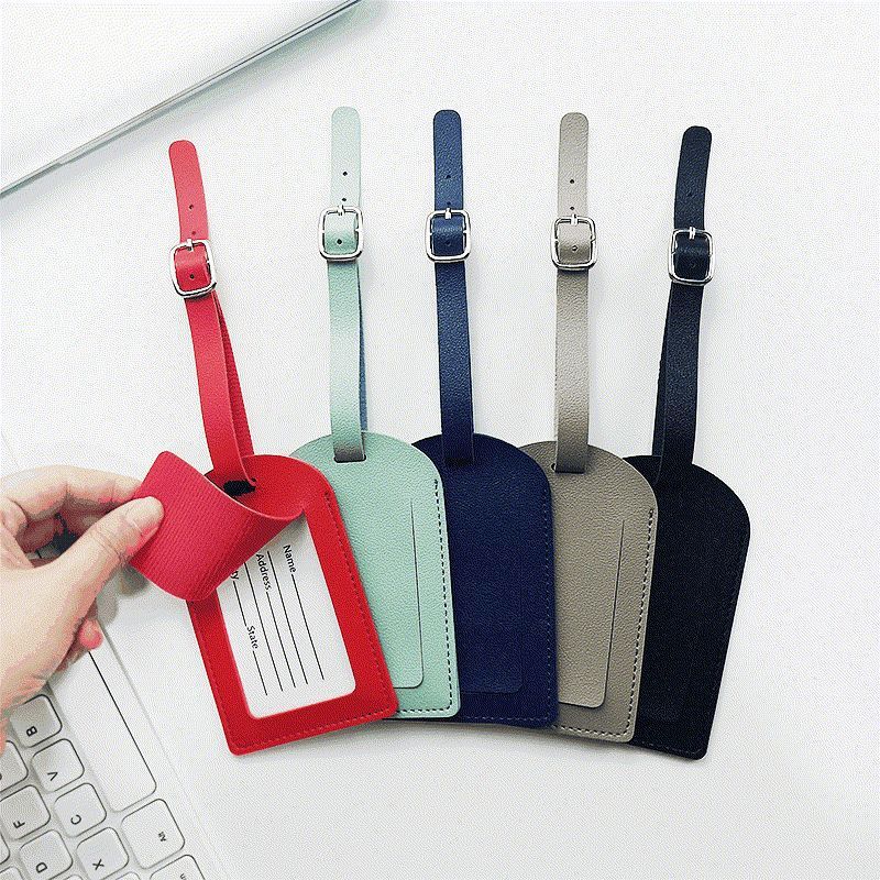 Leather Luggage Tag with Adjustable Buckle and Hidden ID Card Pocket Bowlift