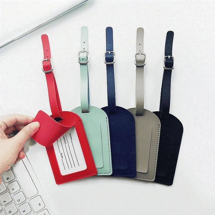 Leather Luggage Tag with Adjustable Buckle and Hidden ID Card Pocket Bowlift