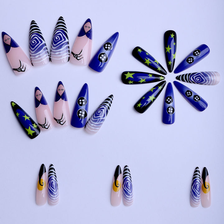 Artificial nails with creative galaxy designs Bowlift