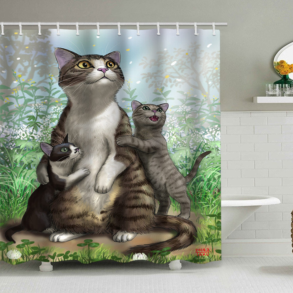 Artistic Dog Illustration Shower Curtain Bowlift