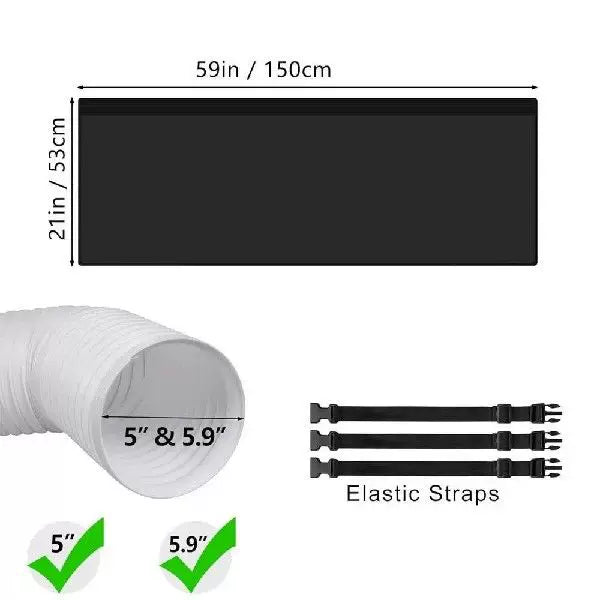 Unisex one size wide flat window sealing panel for portable air conditioner with universal round exhaust collar and quick-release elastic bands Bowlift