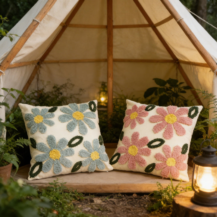 Artistic Floral Embroidered Cushion