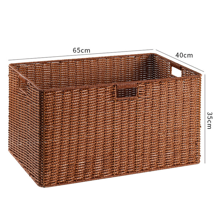 Large Woven Storage Bin with Ergonomic Cutout Handles Bowlift