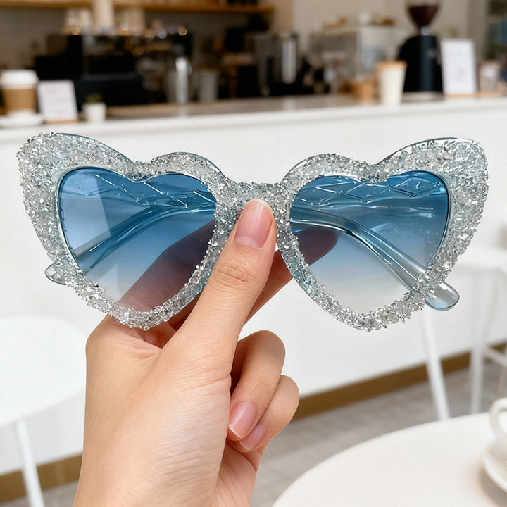 Sparkling Heart-Shaped Sunglasses Bowlift